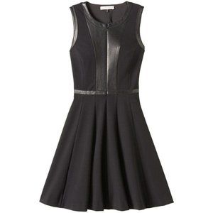 Sleeveless Black Dress with Leather details